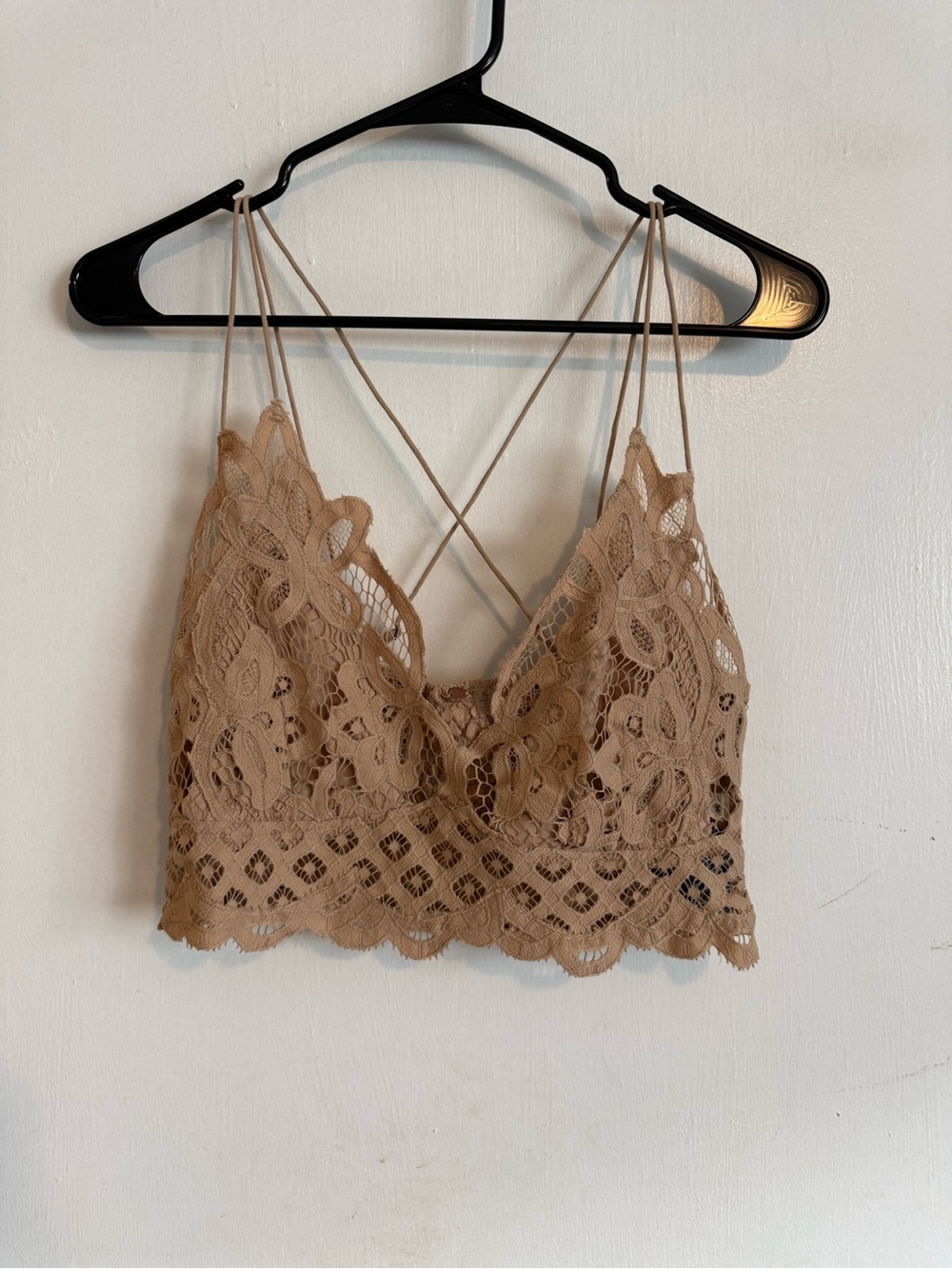 NWT free people one tan nude beige lace Adella bralette size large